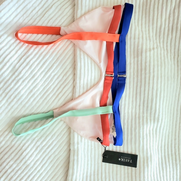 TAVIK+ BIKINI TOP SCOOP NECK COLOR BLOCKS SIZE LARGE - Picture 10 of 14